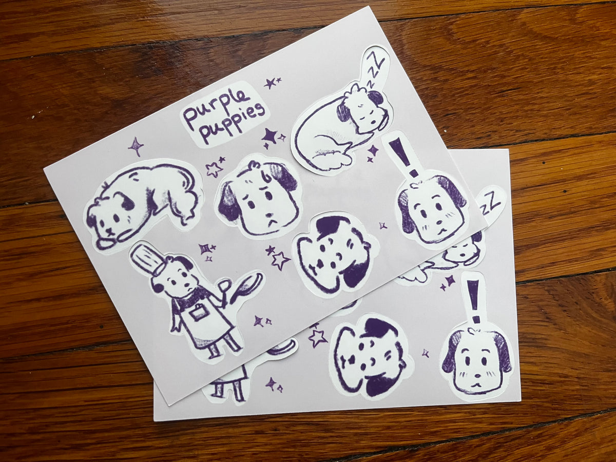 Purple Puppies Sticker Sheet