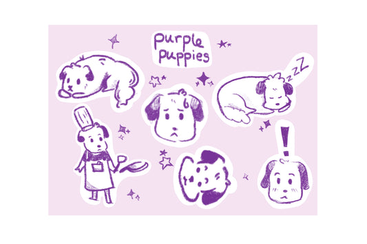 Purple Puppies Sticker Sheet